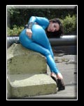 Girl in blue Rubber Overall